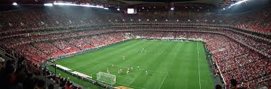 Football stadium seen from a high vantage point