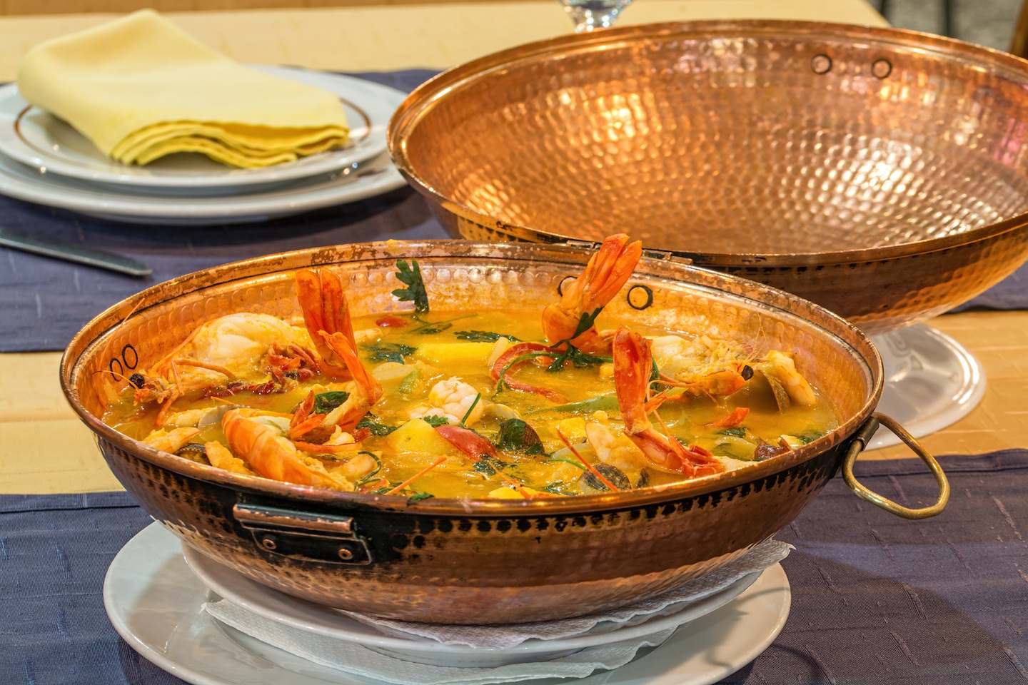 A Cataplana served in a traditional dish