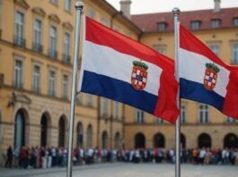 Flags of Portugal and Croatia at film festival