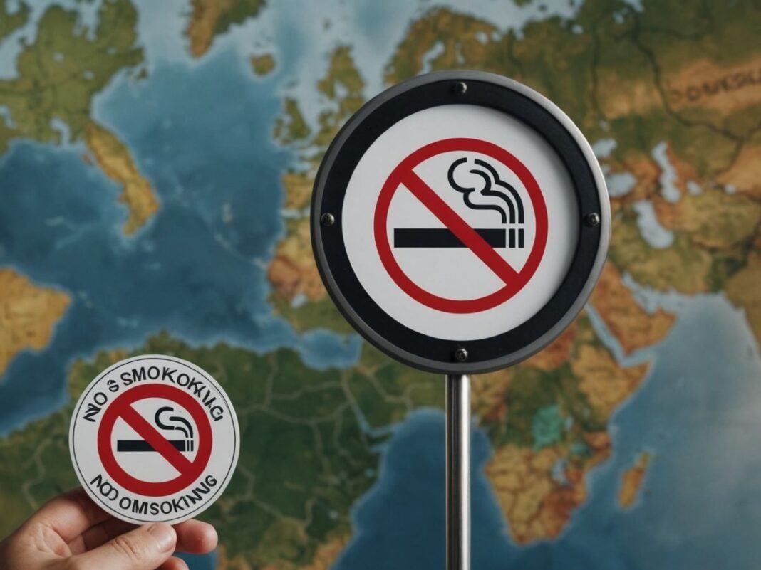 No smoking sign over Portugal map, tobacco ban news