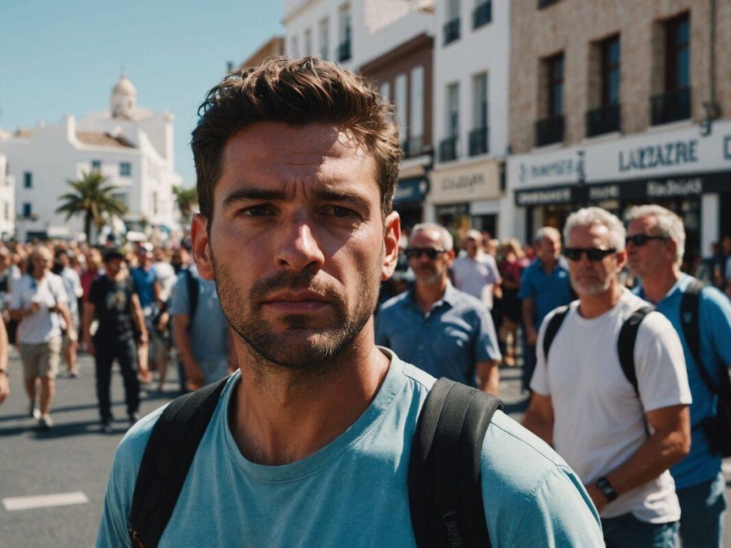 UK tourists protesting in Lanzarote and Ibiza streets