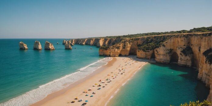 Stunning Algarve coastline with golden sands and clear waters