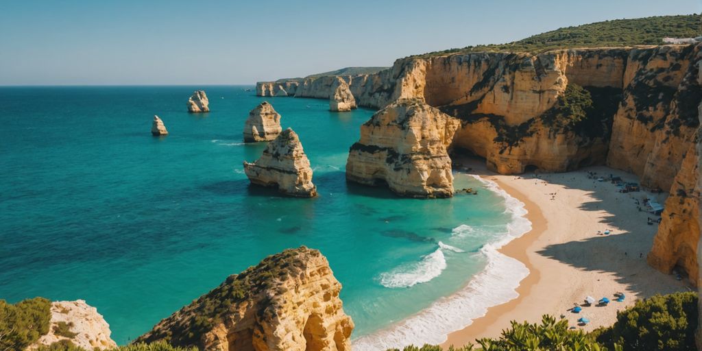 Algarve's golden cliffs and turquoise waters