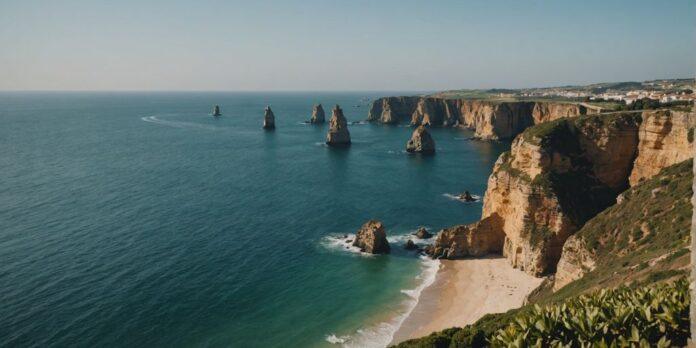 Beautiful Portugal coastline with cliffs and blue ocean