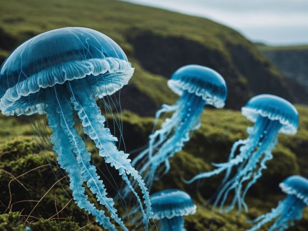 Blue jellyfish-like creatures on Northern Ireland's North Coast