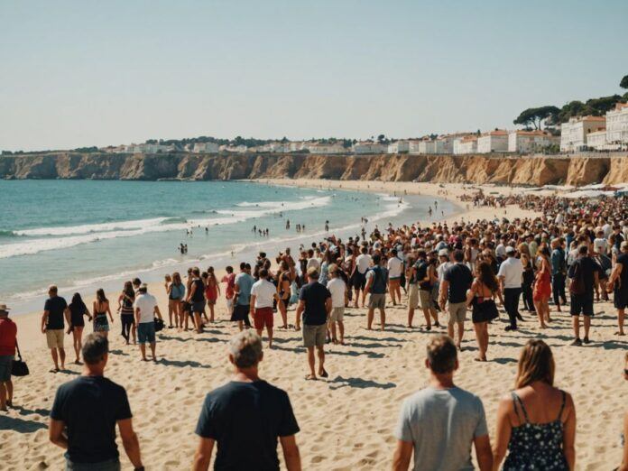 Tourists flock to Portugal's beaches in record numbers