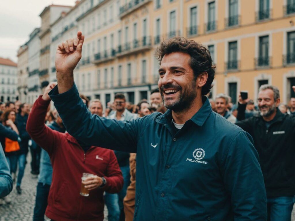 Portugal gig-economy workers celebrating new employee status