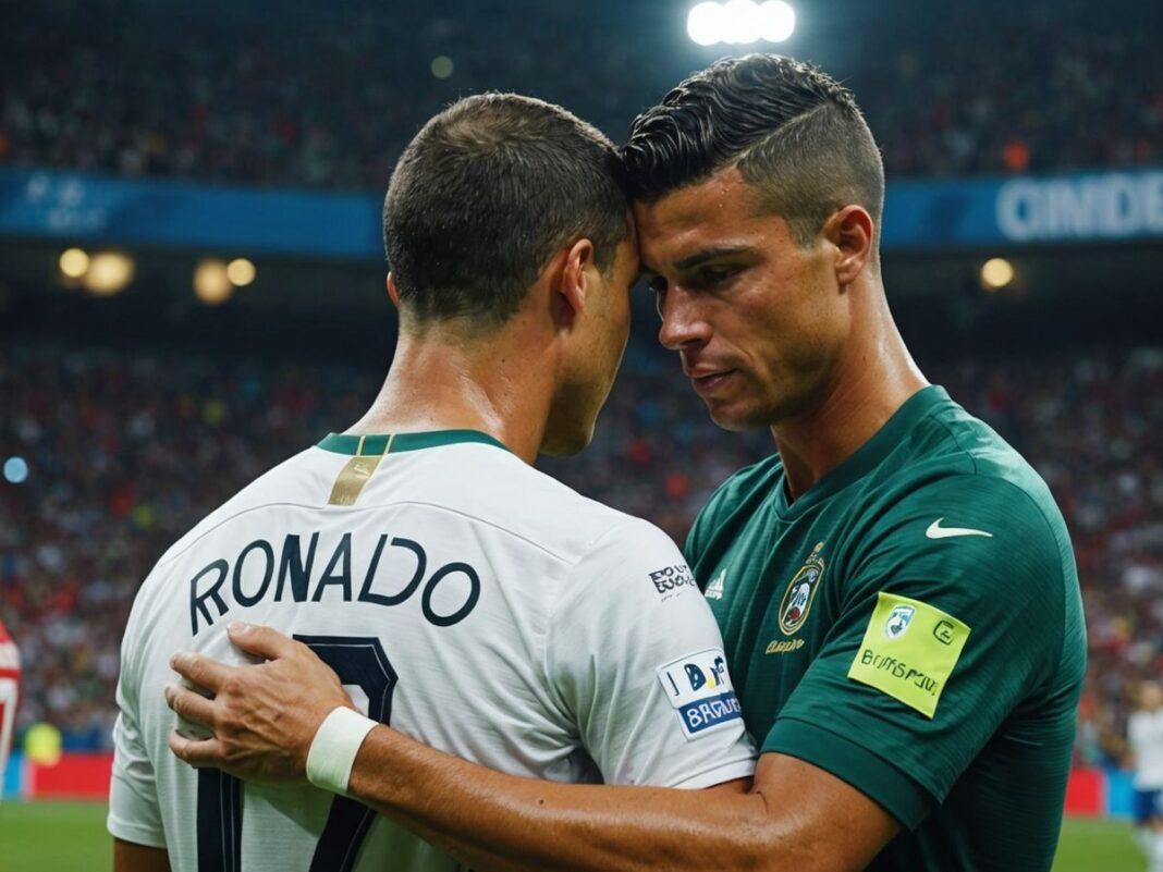 Ronaldo consoling Pepe after Portugal's Euro 2024 exit.