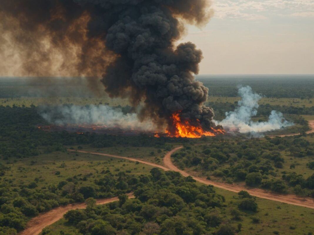 Fires and smoke engulfing Brazil's Pantanal during severe drought