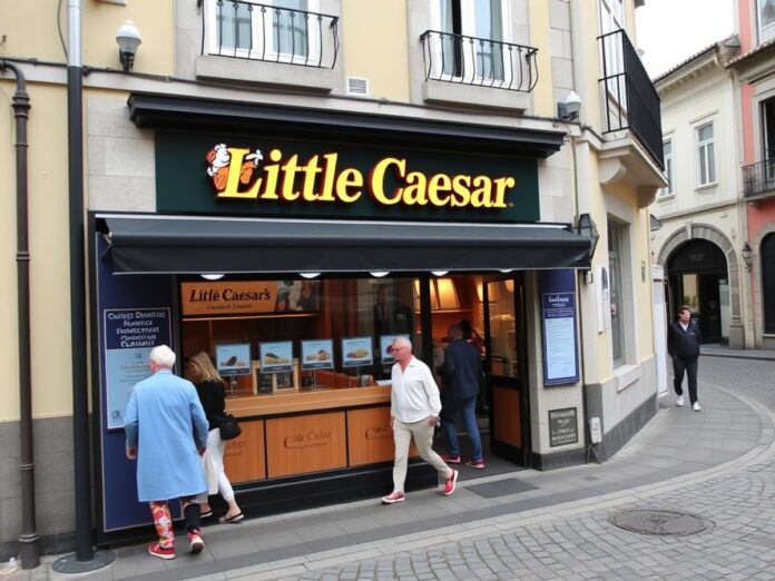 Little Caesars storefront on a Portuguese street