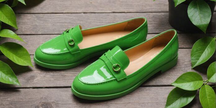 Stylish Lemon Jelly shoes with green leaves