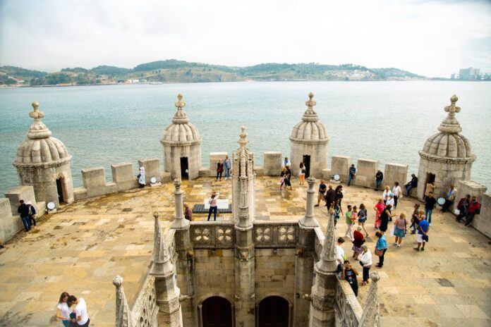 A view from the top of the Tower of Belem, in Lisbon, Portugal.