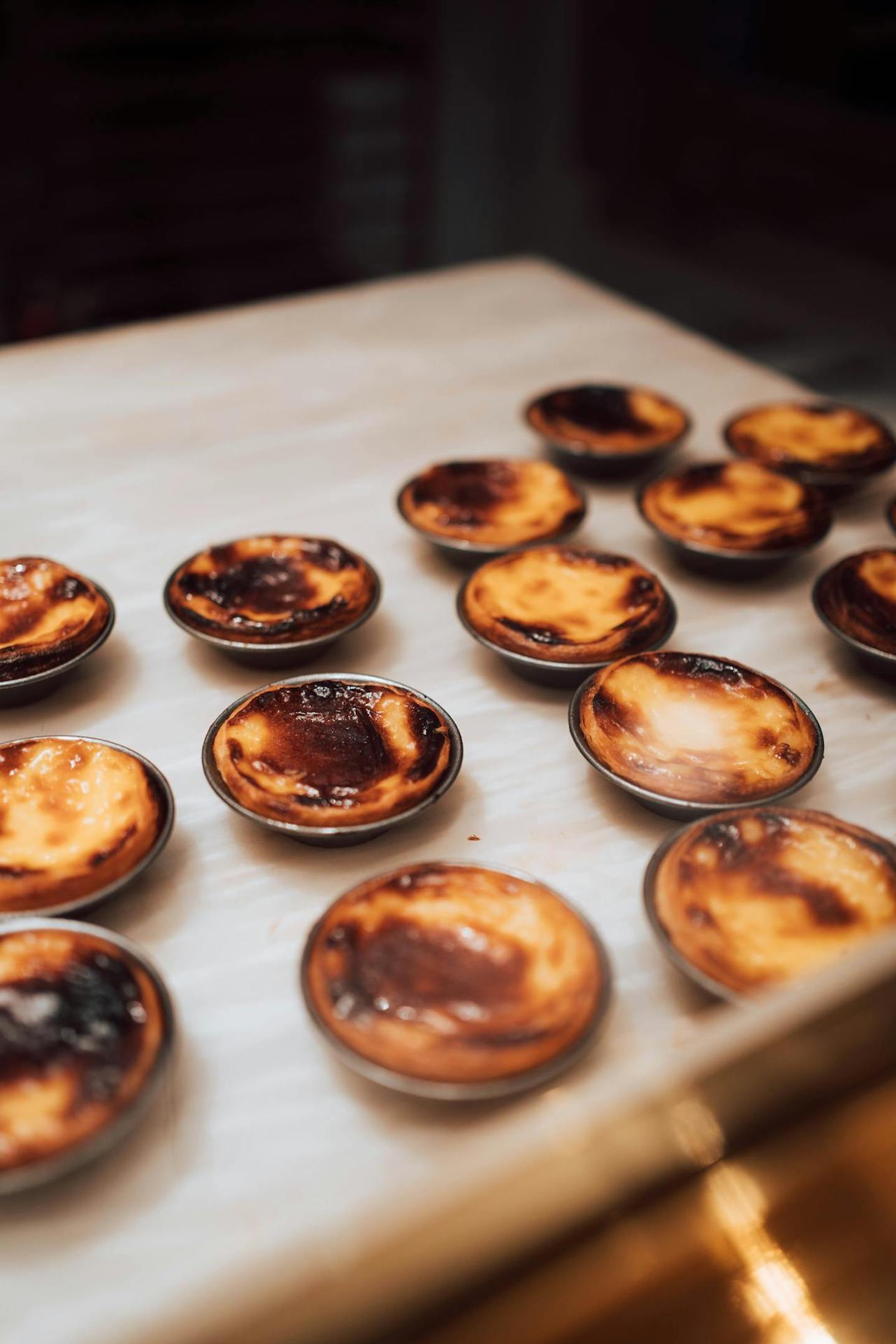 Pastel de nata just out of the oven