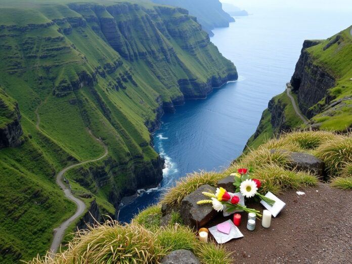 Memorial on Madeira cliffside path