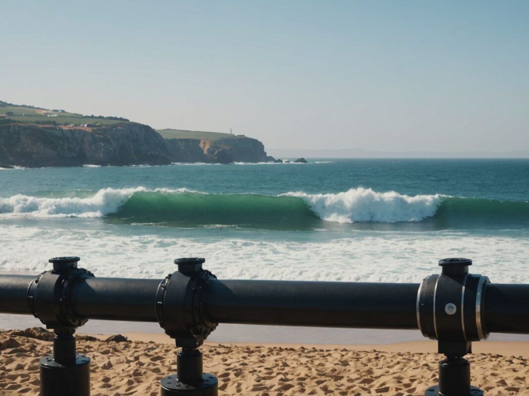 Wave energy converters in ocean near Portugal coastline