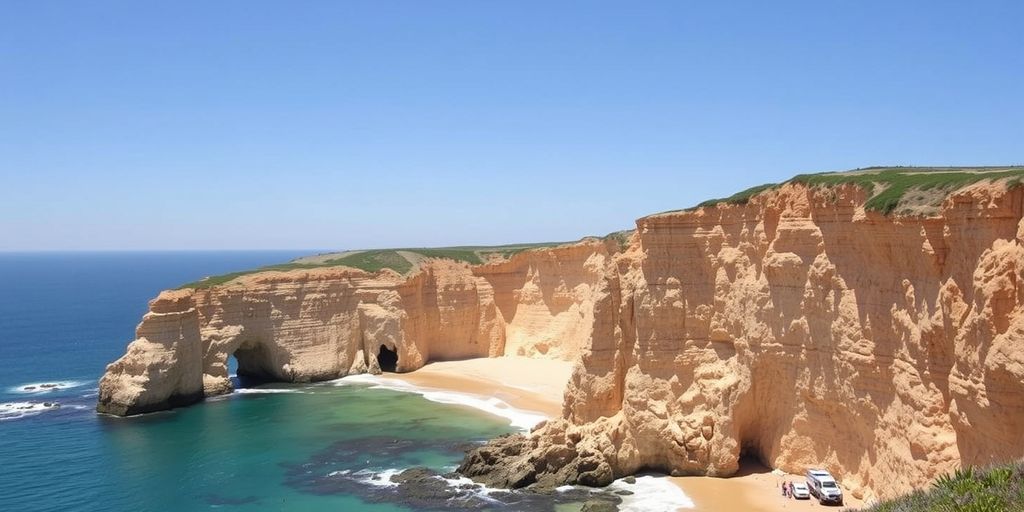 Coastal cliffs and turquoise waters of Sagres.