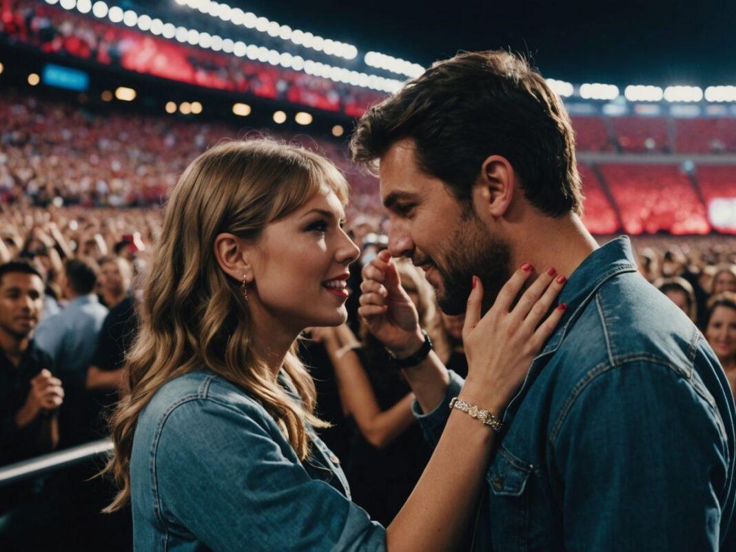 Couple's proposal at Taylor Swift concert, crowd cheering