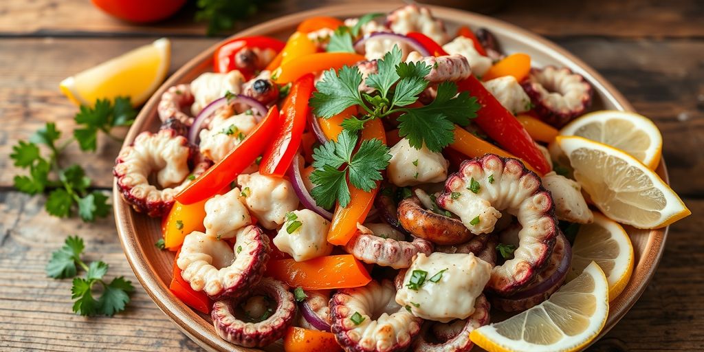 Portuguese octopus salad with vegetables