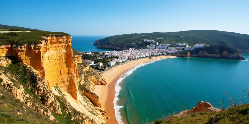 Coastal view of Vila Nova de Milfontes, Portugal.