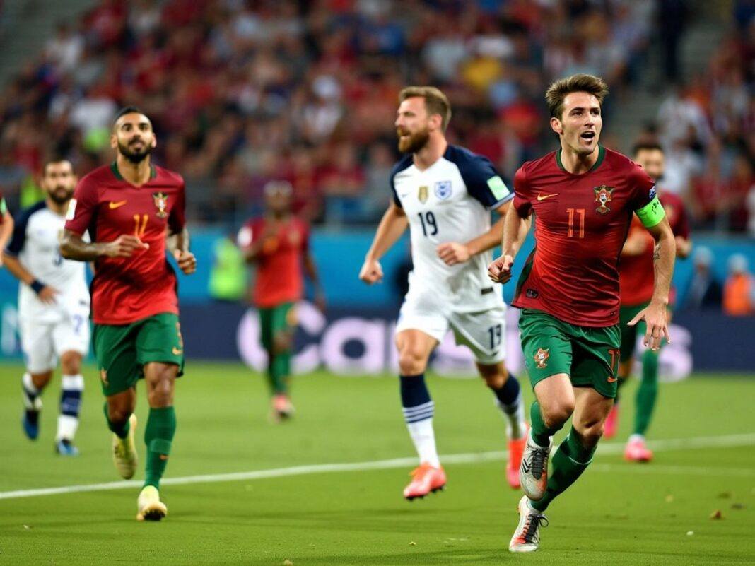 Portugal players celebrating a goal