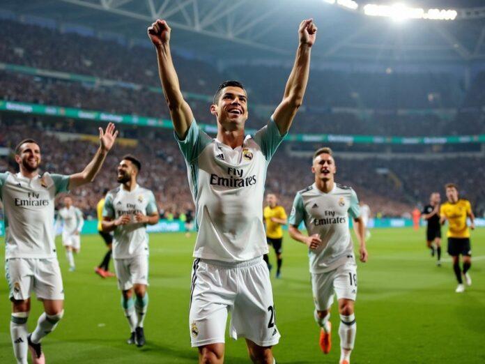 Ronaldo celebrates with teammates on the field