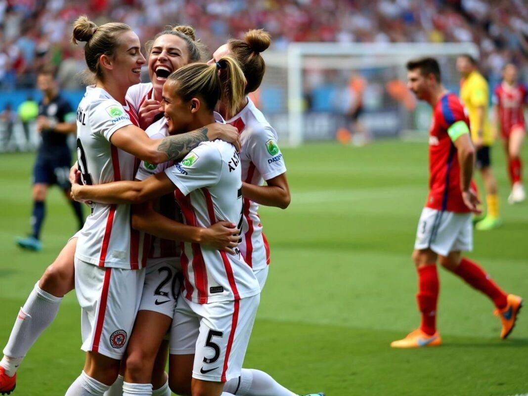 Team celebrating goal on field