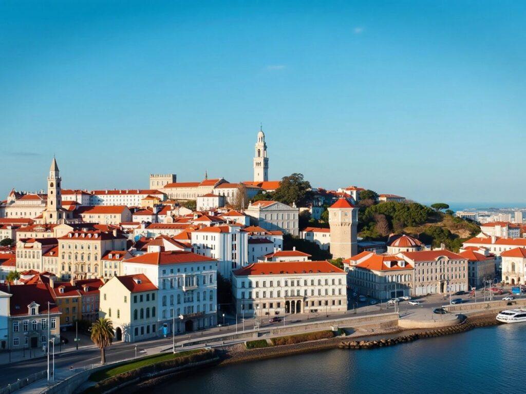 Lisbon skyline symbolizing economic growth.