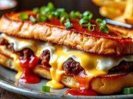 Francesinha sandwich with fries