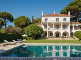 Luxurious Portuguese villa with garden and pool.