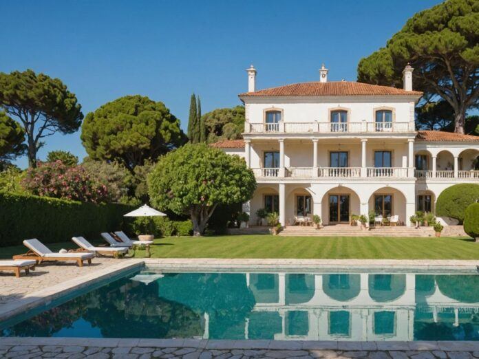 Luxurious Portuguese villa with garden and pool.