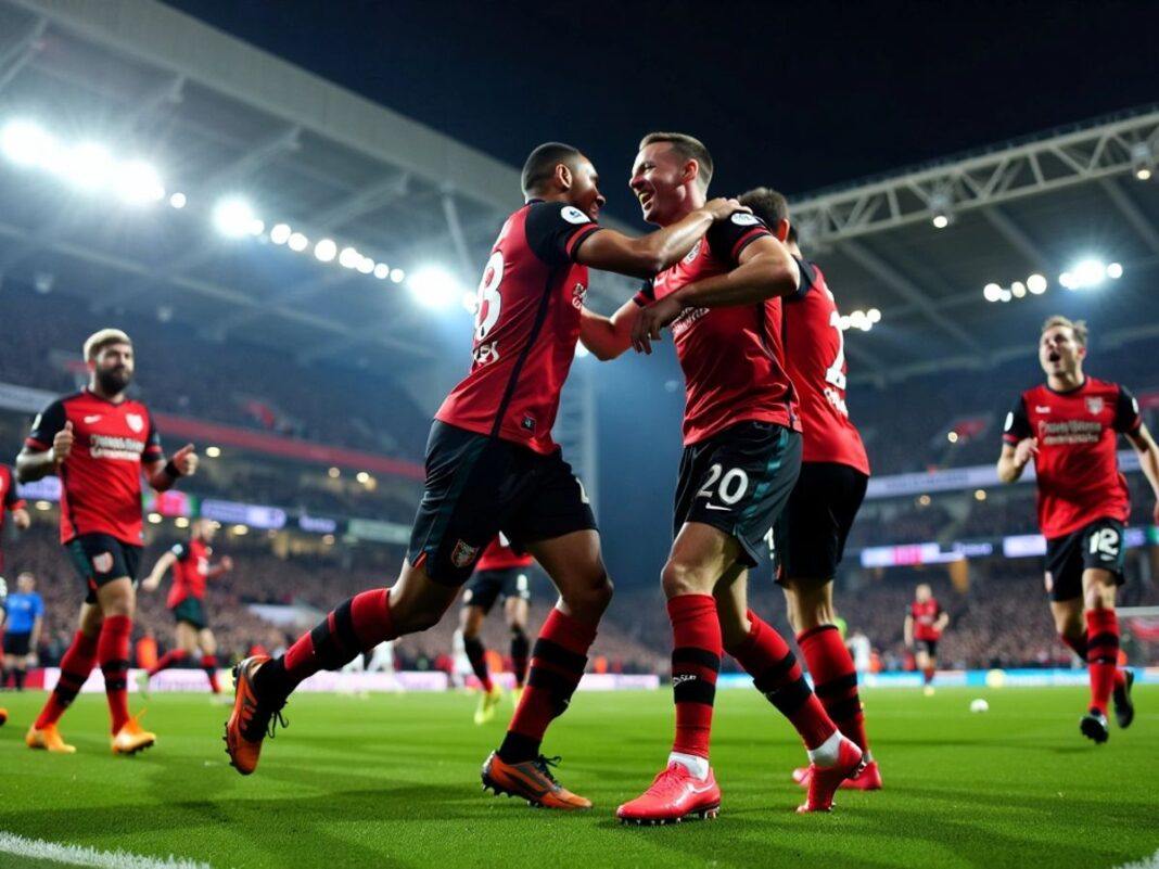 Birmingham players celebrating a goal during a match.