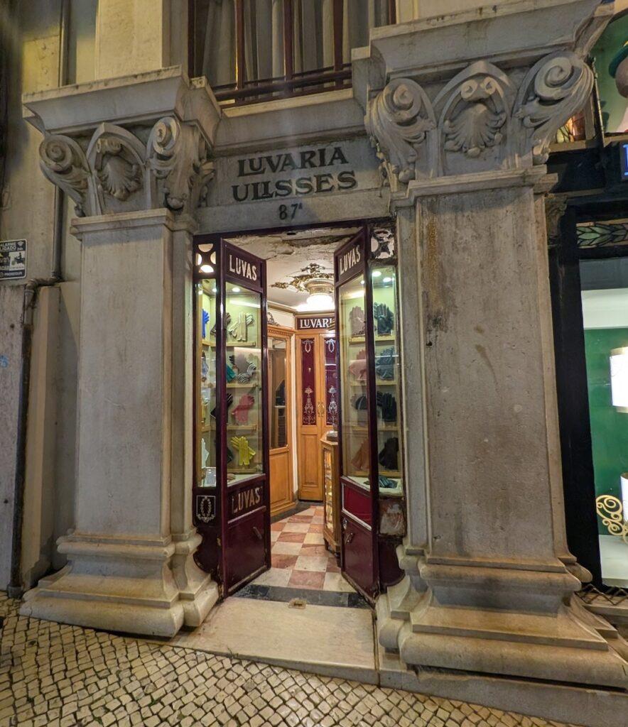 The entrance to a shop called Luvaria Ullsses in Lisbon