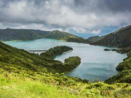 Inlet of water on the Azores coast