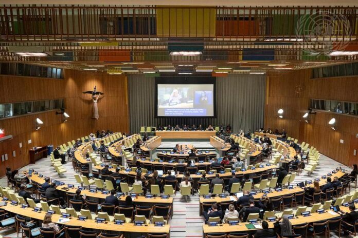 People seated in the United Nations General Asembly