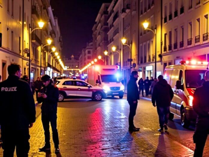 Emergency scene in Lisbon after a tragic shooting incident.