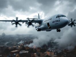 Brazilian Air Force aircraft rescuing civilians in Lebanon.