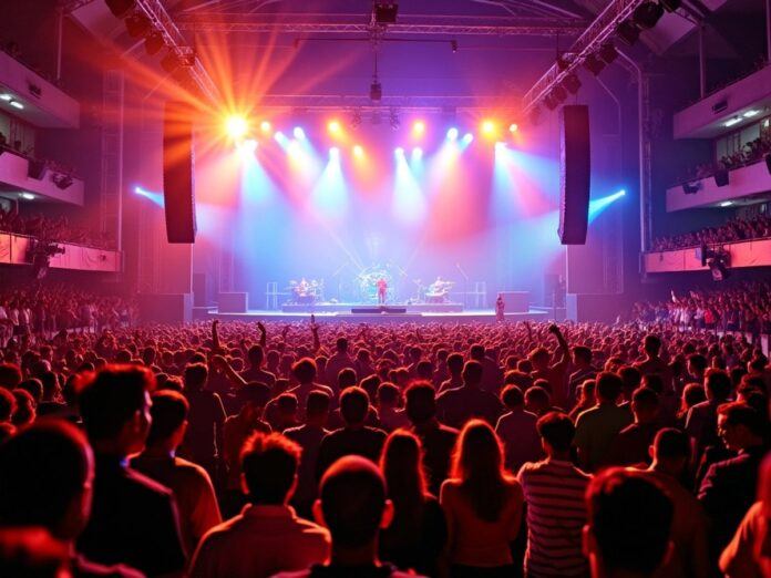 Crowd of fans at a Coldplay concert in India.