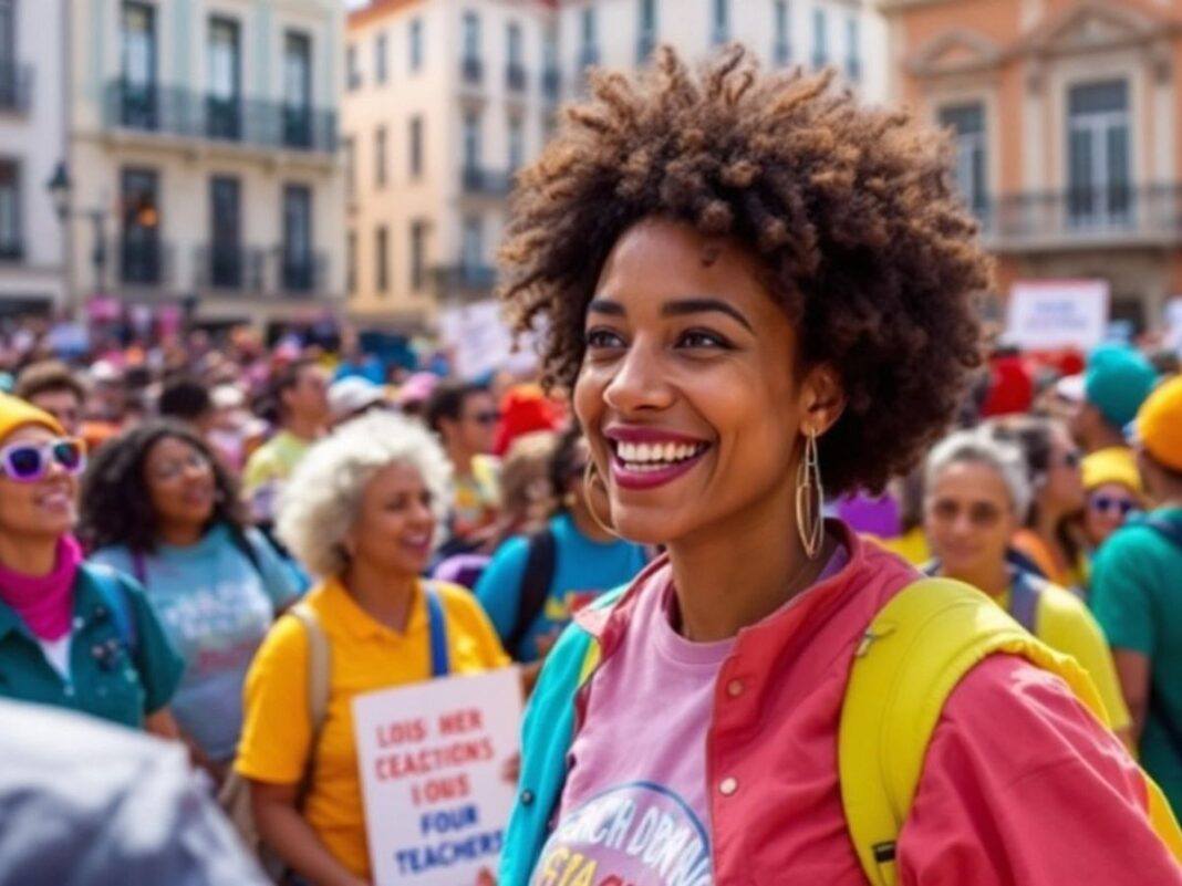 Teachers gathered in Lisbon advocating for education reform.