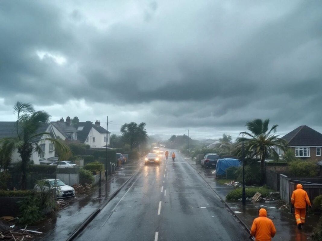 Destruction from Storm Kirk in a coastal town.