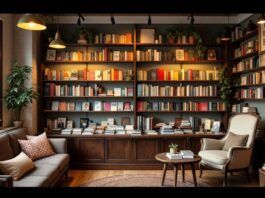 Interior of a new bookstore in a former pastry shop.