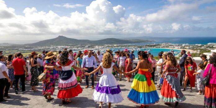 Participants celebrating Portuguese heritage with traditional costumes in Bermuda.