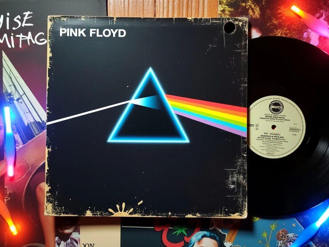 Collage of Pink Floyd imagery and vintage vinyl records.