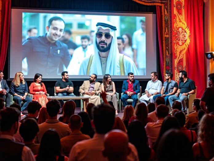 Arab filmmakers and actors at a vibrant festival.