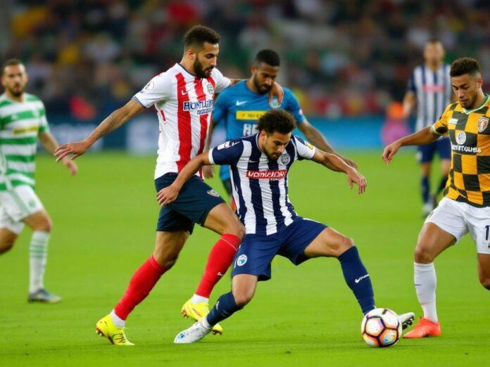 Sporting players competing against Portimonense in a match.