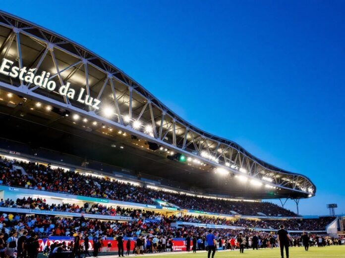 Estádio da Luz with a clear sky and vibrant crowd.