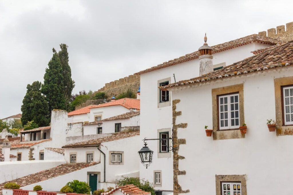 Houses seen in Óbidos, Leiria District, Portugal.