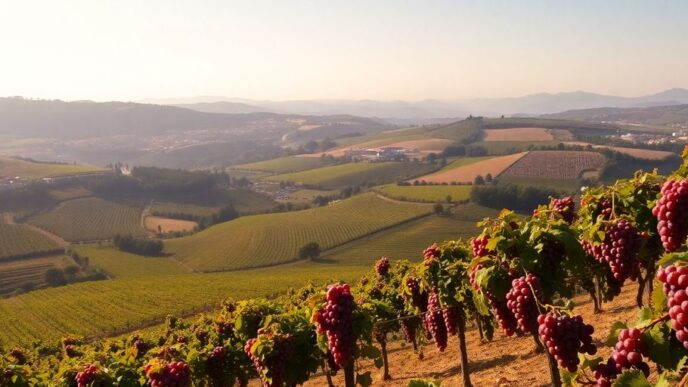 Vineyards and rolling hills in Portugal's wine regions.