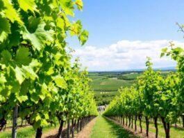 Vineyards in Bairrada with visitors enjoying wine tourism.