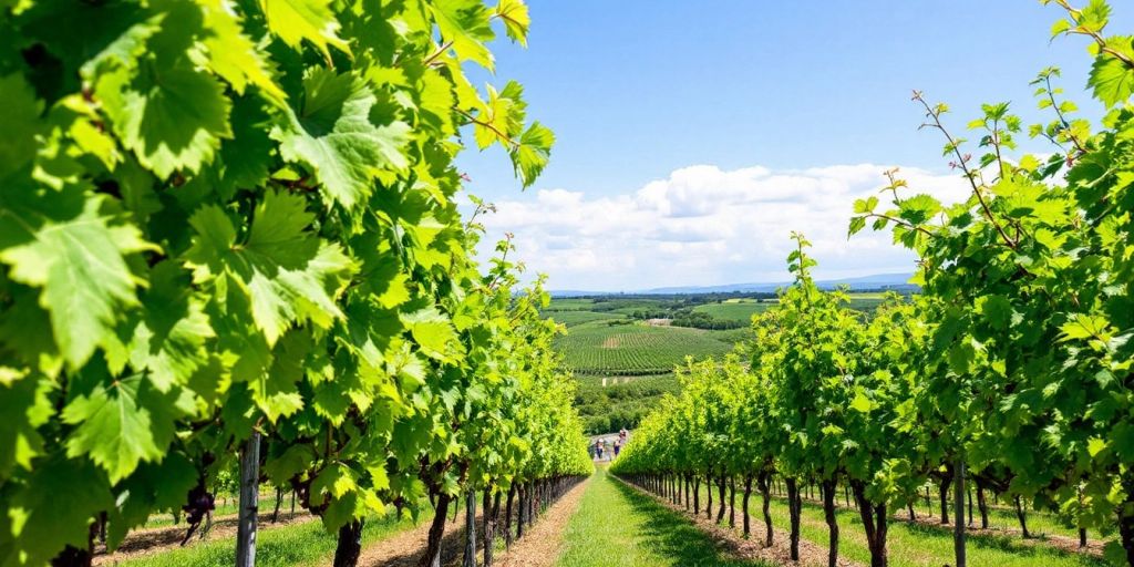 Vineyards in Bairrada with visitors enjoying wine tourism.