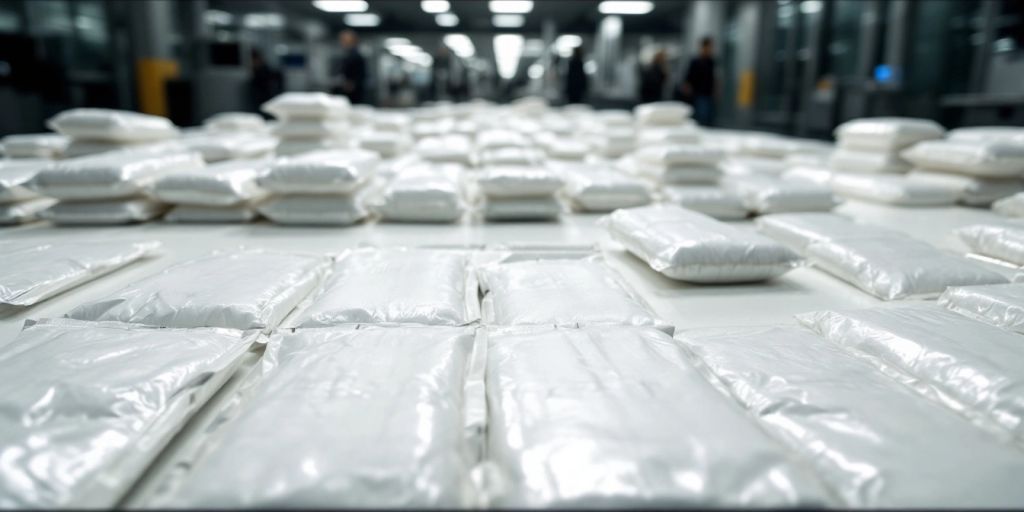 Cocaine bundles on a surface at an airport.